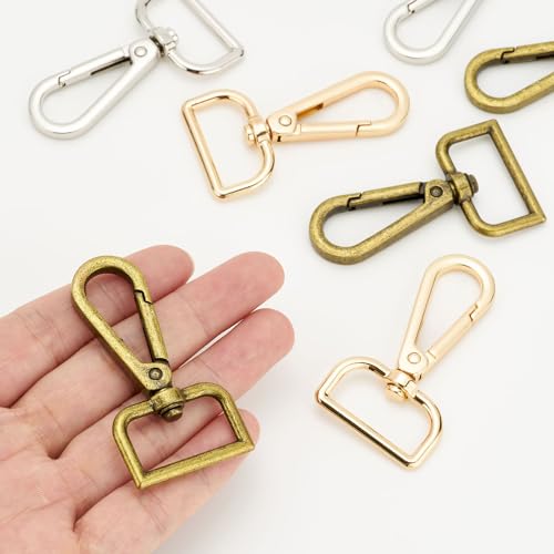 9 Pcs D Ring Swivel Lobster Claw Clasp Push Gate Snap Hooks Trigger Clips for DIY Crafts Keychain Purse Handbag Making,1 Inch Silver - color: 1" Silver 9pcs, size: 1"