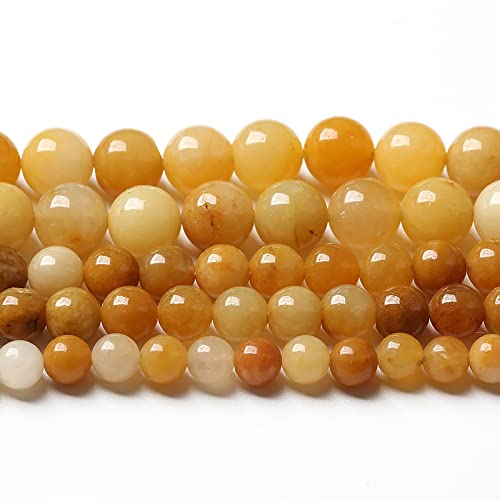 6mm 60pcs Natural Yellow Aventurine Jade Beads Round Loose Beads Energy Crystal Healing Power Gemstone for Jewelry Making DIY Bracelet 15 Inch - color: Yellow Aventurine Jades, size: 6mm