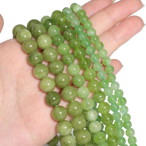 6mm Green Olivine Natural Stone Beads Round Loose Beads for Jewelry Making Yochus DIY Beads Bracelet Necklace - color: Green Olivine, size: 6mm