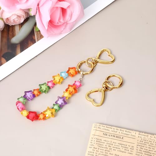 2 Pcs Double Opening Keychain Clip, Heart Spring Snap Hooks Zinc Alloy Swivel Lobster Clasp with Key Ring Spring Snap Hook Purse Clip for Jewelry Lanyard DIY Crafts Purse Making Camping Travel (Gold)