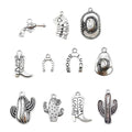 Julie Wang 100 Grams Alloy Western Cowboy Cowgirl Charms Antique Silver Gold Color Boot Hat Pendants for Necklace Earrings Bracelet Jewelry Making Women Gifts Craft DIY Findings - color: Antique Silver