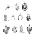 Julie Wang 100 Grams Alloy Western Cowboy Cowgirl Charms Antique Silver Gold Color Boot Hat Pendants for Necklace Earrings Bracelet Jewelry Making Women Gifts Craft DIY Findings - color: Antique Silver