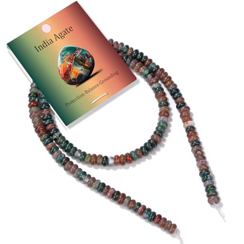 1 Strand 2x4mm Rondelle Beads for Jewelry Making Natural Stone Beads Loose Flat Spacer Abacus Gemstone Bead for Bracelet Necklace Crafts India Agate - color: India Agate, size: 2x4