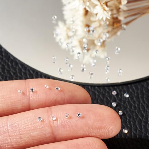 FASHEWELRY 500Pcs 1.5mm Cubic Zirconia Cabochons Tiny Rhinestone Clear Pointed Back Faceted Crystal Diamante Gems for Nail Art Craft Replacing Jewelry Grade AAA - color: Clear, size: 1.5mm