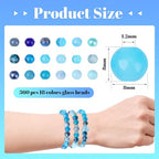 DUQGUHO 8mm Blue Beads for Jewelry Making Blue Glass Beads for Crafts Round Bead Bracelet Kit 360PCS - color: 7-Blue