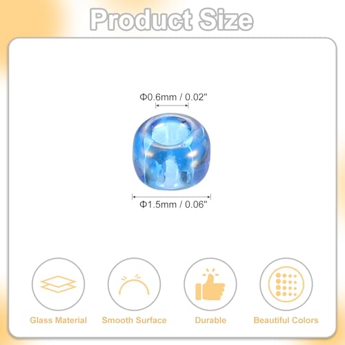 uxcell 2000 Pcs Glass Seed Beads Bulk, 1.5mm Mini Glass Bugle Beads for DIY Earrings, Necklaces, Bracelets, Jewelry Making, Light Blue - color: Light Blue, size: 1.5mm