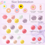LiQunSweet 110 pcs Spring Theme Daisy Flower Focal Silicone Beads Round Hexagon Shape Silicone Beads for Keychain Making DIY Beadable Pens Jewelry Making Bracelets - color: Hexagon Round Daisy Beads_110 Pcs