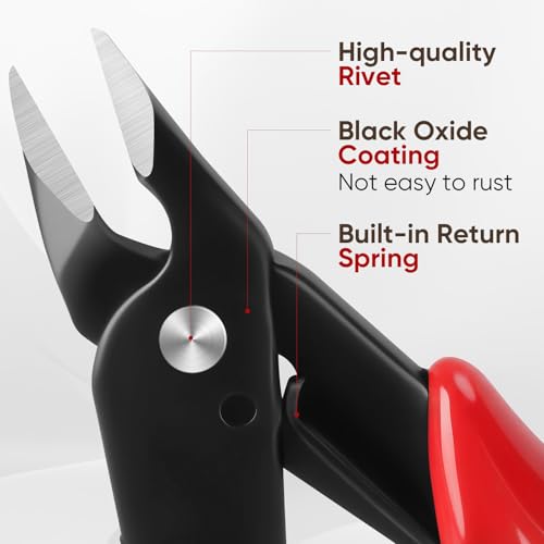 5 Inch Flush Cutters, 1 Pack Micro Wire Cutters, Sharp Zip Tie Cutter, Precision Wire Cutters for Crafting, Jewelry Making, Plastic Models, 3D Print, Electronics, Floral (Red) - color: Red ( 1 Pack )