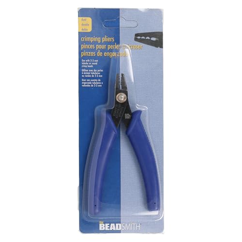 The Beadsmith Double Notch Crimper - 5” long (127mm) - Use with 2-3mm crimps & .013-.024" diameter beading wire - Comfortable Handles - Create perfect crimps every time - Tool for Jewelry Making - style: Double Notch Plier