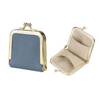 Royal Bagger Genuine Cow Leather Ultra-Slim Mini Jewelry Box, Ring & Necklace Storage, Slim Coin Purse with Kiss Lock for Women 3120 (Linen Blue) - color: Linen Blue