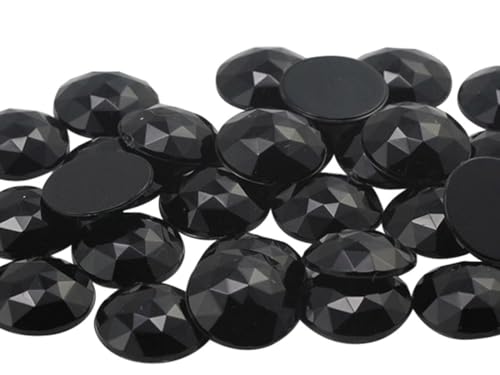 25mm Jet Black H101 Flat Back Round Acrylic Rhinestones Plastic Circle Gems for Costume Making Cosplay Jewels Pro Grade Embelishments - 20 Pieces (Jet Black) - color: Jet Black
