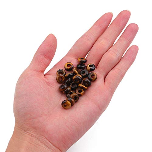 BEADIA Natural Yellow Tiger Eye Rondelle Stone with Large Hole (4mm) Loose Semi Gemstone Beads for Jewelry Making 10mmx4mm 24pcs - color: Yellow Tiger Eye, size: 10mm x 4mm