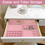 12Pcs Velvet Stackable Jewelry Trays, Jewelry Drawer Organizer, Large Removable Display Jewelry Tray, Necklace Bracelet Storage Box for Earring, Ring, Brooch, Watch (Pink) - color: Pink