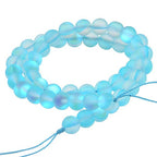 Matte Aurora Crystal Glass Beads Gemstone 6MM Light Blue Frosted Glitter Shining Mermaid Round Loose Beads Frosted Moonstone for Jewelry Making