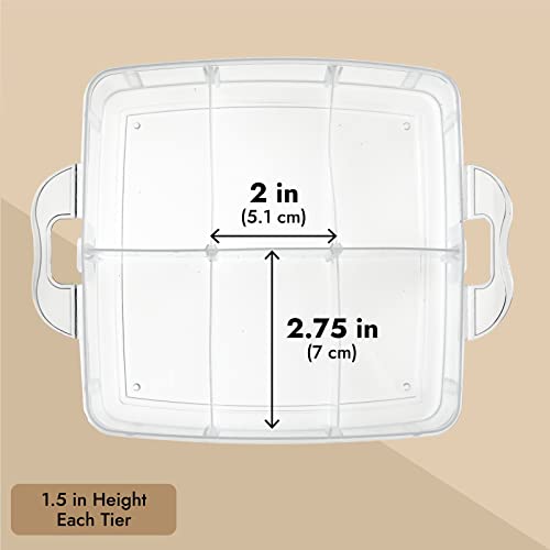 Juvale 3-Tier Bead Organizer Box - 6x6x5 In, Clear Plastic Container with Dividers - Adjustable Sections for Bead Storage & Earring Storage - Craft Container & Jewelry Box Organizer (Pack of 2) - size: 2 Pack, 3 Layer