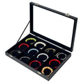 Black 12 Grid Jewelry Organizer Display Box with Transparent lid Bracelets Display Case Bracelet Box with Clasp Bangle Organizer Drawer Insert Bangle Brooch,Gift for Women Girls(12 Grid) - color: 12 Grid
