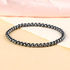 LPBeads Handmade Natural Gemstone Stretch Elastic Bracelet Healing Crystal Round Stone Beads Jewelry Gifts for Women Men - color: Hematite, size: 4mm