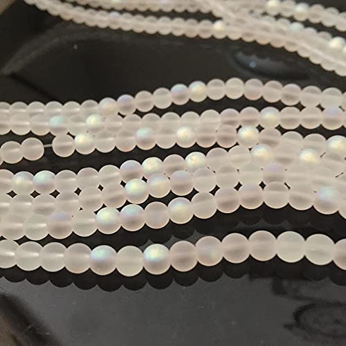 200 Pcs Matte Crystal Glass Beads Mermaid Aurora Beads with Hole Jewelry Making Crafts DIY 10mm - size: 10mm
