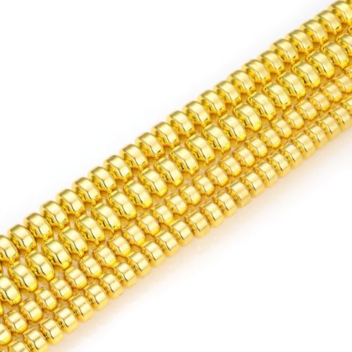 300pcs Adabele Grade A Natural Hematite Gold Plated Healing Gemstone 6mm x 4mm Round Rondelle Loose Beads Gem Stone Spacer for DIY Craft Jewelry Making GFC8-3 - color: Gold Plated Hematite, size: 6x4mm (300pcs/3 Strands)