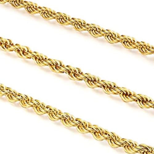 14K Yellow Solid Gold 1.5mm、2mm、3.2mm and 4.2mm Twisted Rope Chain Necklace, Ideal Gift for Women And Men(Lengths from 16 to 36 Inches) - size: 26inch