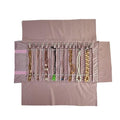 Portable Jewelry Roll Untangled Secure Necklace Travel Storage Bag Displays Holder 16 Chain (Embroidery Pink Velvet) - color: Embroidery Pink Velvet
