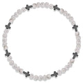 Beaded Baseball Necklace | Adjustable Sports Rope Chain with Baseball Cross Charm - Great Baseball Drip Gift for Players and Fans - color: White-Black