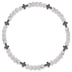 Beaded Baseball Necklace | Adjustable Sports Rope Chain with Baseball Cross Charm - Great Baseball Drip Gift for Players and Fans - color: White-Black