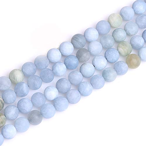 GEM-Inside Natural 10mm Aquamarine Quartz Gemstone Loose Beads Frosted Round A Grade Crystal Energy Stone Power for Jewelry Making 15" - color: Aquamarine, size: 10mm