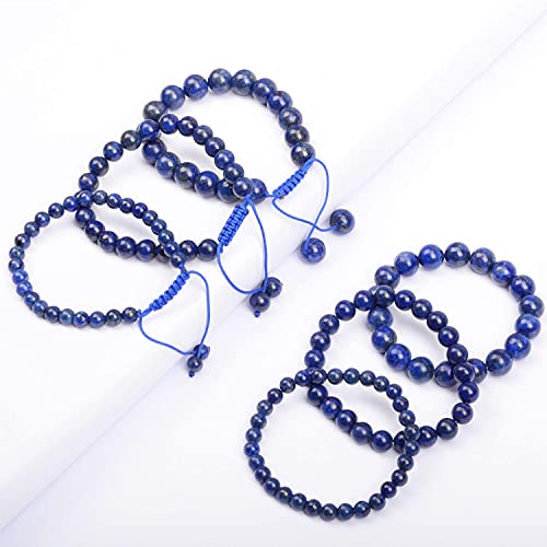 AD Beads Natural Gemstone Round Loose Beads 15" for Bracelet Necklace Earrings Jwelery Making Crafts DIY (4mm, Blue Lapis) - color: Blue Lapis, size: 4mm
