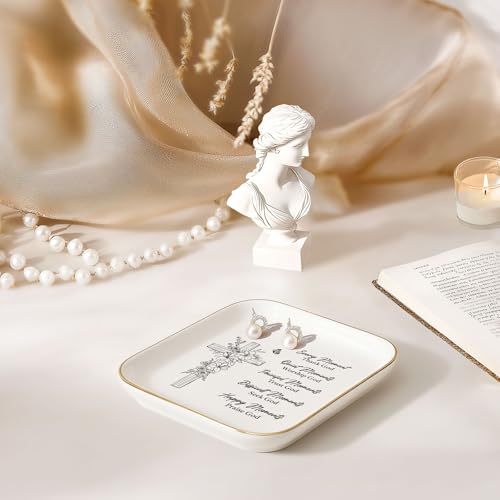 Christian Gifts for Women – Faith Gifts for Women, Sisters in Christ Friendship Gift, Ceramic Jewelry Dish Tray for Mom, Best Friend, Teen Girl, Encouragement Christian Gifts, Mothers Day gifts - style: Thank God