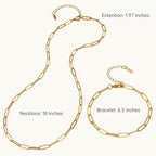 SMYHTGLIF 20 Pack Paperclip Chain Bulk Necklace Bracelet for Jewelry Making 4mm Gold Plated Stainless Steel Necklace Bracelet for Women - color: Gold