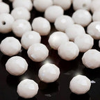 1040pcs 4/6/8mm Glass Beads White, Faceted Crystal Loose Rondelle Beads for Jewelry Making Bracelets Necklaces Suncatchers Plants Succulent DIY Crafts - color: White