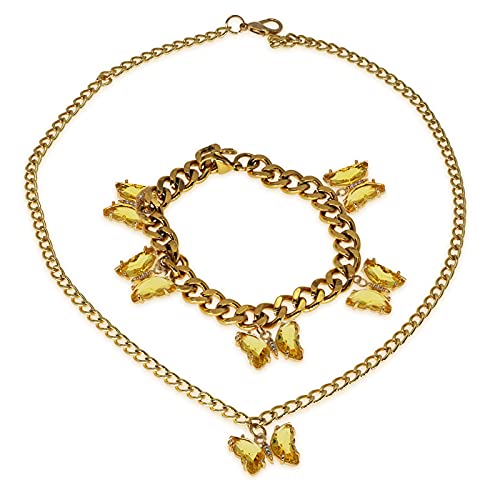 Crystal Zirconia Gold Plated Brass Charms for Jewelry Making Bracelet Necklace Earring Pendant Craft Supplies DIY Accessories - color: Butterfly-Yellow-5Pcs