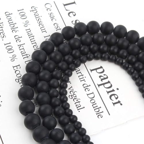 60pcs Natural Matte Black Onyx Gemstone Beads，6mm Frosted Round Loose Stone Beads for Jewelry Making Earring Bracelet Necklace DIY Crafts - color: Black Onyx, size: 6mm