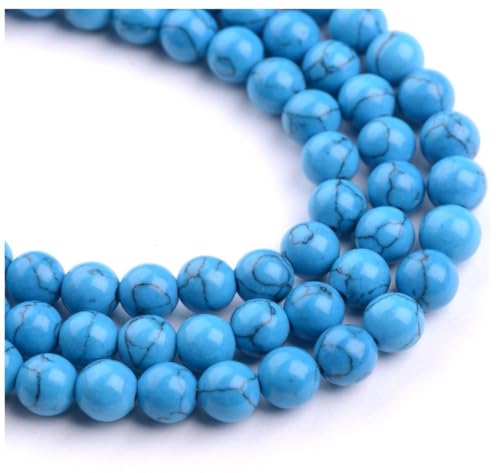 90pcs Adabele Natural Turquoise Blue Howlite Healing Gemstone 4mm (0.16 Inch) Small Round Beads Gem Stone Spacer for DIY Craft Jewelry Making GS18-4 - color: Blue howlite (imitated turquoise), size: 4mm (90pcs/1 Strand)