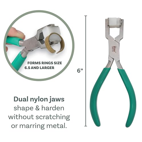 The Beadsmith Metal Bending Pliers – Pliers With Curved Nylon Jaws for Ring Shaping, 5.75 Inches, w/Double-leaf Springs, Non-Marring - style: ring bending
