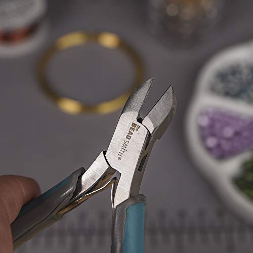 The Beadsmith Simply Modern Side Cutter, 4.5 inches (114mm) with polished steel head, PVC grip handles and double-leaf springs, tool for jewelry making - size: Side Cutter