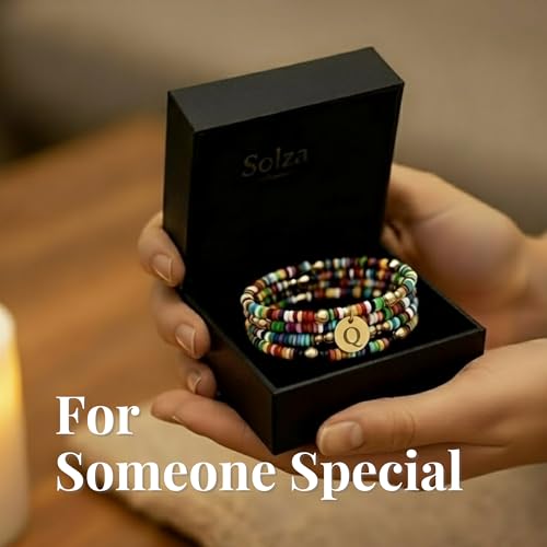 Set of 4 Colorful Bead Initial Bracelets, Personalized Stackable Jewelry, Adjustable Stretchy Charm Bracelets for Women, Beaded Bracelet Set, Trendy Custom Jewelry Gift - style: Colorful Bead - Q
