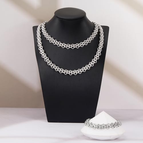 YOUBEIYEE 6.5 Feet Silver Stainless Steel Jewelry Making Chains Roll Embossed Oval Cable Chain Bulk with Lobster Clasps and Jump Rings - color: Embossed Silver