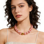 Colorful Beaded Choker Necklace for Women Boho Large Square Acrylic Beaded Necklace Adjustable Surfer Beach Strand Necklces Summer Jewelry Accessories - color: Pink