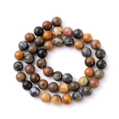 6mm 60pcs DIY Natural Petrified Wood Stone Beads Round Healing Crystal Gemstone Loose Beads for Jewelry Making Handmade Bracelet Necklace - color: Petrified Wood, size: 6mm