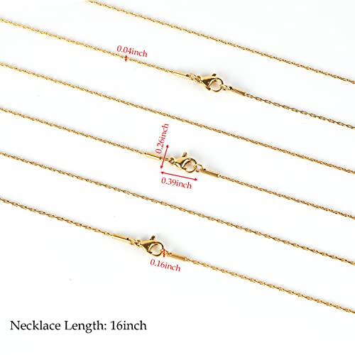 Gold Plated Stainless Steel Chains for Jewelry Making, Thin Cable Snake Jewelry Chain Bulk Men and Women Necklace Choker Chains (10 Pack, 16 Inch) - color: Gold, size: 16 Inch
