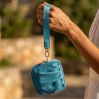 Velvet Travel Jewelry Pouch, 2-in-1 Clamshell Case with Detachable Insert, Portable Travel Jewelry Organizer with Wrist Strap, Converts to Mini Coin Purse, Gift for Women & Girls (Teal Blue) - color: Teal Blue