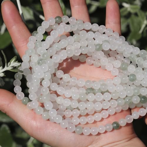 6mm Natural Stone Beads 65pcs White Jade Jasper Polished Round Smooth Crystal Loose Gemstone Beads for Jewelry Making DIY Bracelet Necklace Earring Crafts Supplies - color: White Jade 6mm-65pcs