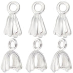 Beebeecraft 1 Box 8Pcs Ice Pick Pinch Bails Sterling Silver Charms Clasps Dangle Pendant Connector for DIY Earring Necklace Jewellery Making - color: Silver#6