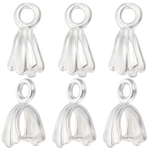Beebeecraft 1 Box 8Pcs Ice Pick Pinch Bails Sterling Silver Charms Clasps Dangle Pendant Connector for DIY Earring Necklace Jewellery Making - color: Silver#6
