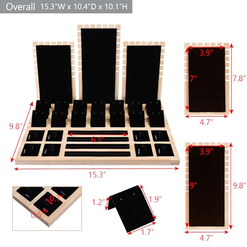 MOOCA Jewelry Display Set, Necklace Display Bust, Earring Organizer, Ring Holder Stand for Showcase and Store, Premium Fabric - color: 8) 1 set. Black Velvet