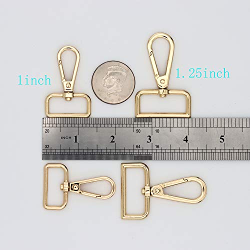 JWBIZ 12 Pcs D Ring Swivel Lobster Claw Clasp, Push Gate Snap Hooks Trigger Clips(Gold, 1 1/4 inch) - color: Gold, size: 1 1/4 inch