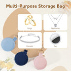 Jewelry Ring Holder Keychain, 2 Pack Velvet Jewelry Holder Storage Box with Buckle, Portable Small Travel Ring Keeper Case for Rings, Earrings, Stud, Necklaces (Pink+Light Blue) - color: Pink+Light Blue