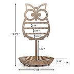 NIKKY HOME Earring Holder Hanging Organizer Stand Metal Jewelry Tree Table Top Owl Ear Stud Holder Tower Rack with Ring Tray for Girls (134 Holes), Gold - color: Rose Gold